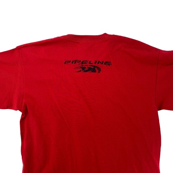 PIPELINE Red Surf Wave Shirt Retro Graphics North Shore Surfing Tee T Cotton - Picture 7 of 7